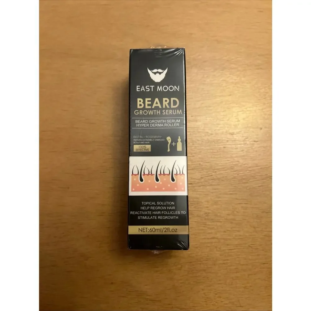 New East Moon Beard Growth Serum Hyper Derma Roller Fast Thicker Facial Hair 2oz